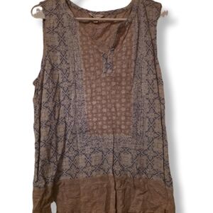 Lucky Brand Size XL Sleeveless V-Neck Boho Blouse